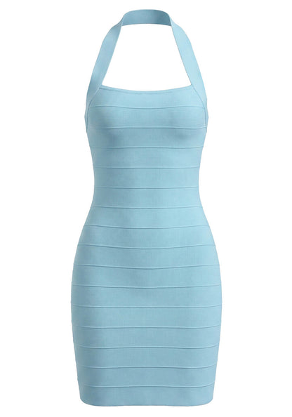 Halter Mini Dress Blue
