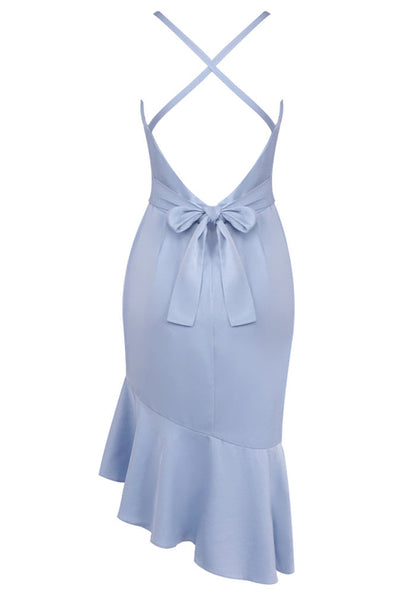 Ruffle Hem Midi Dress Blue
